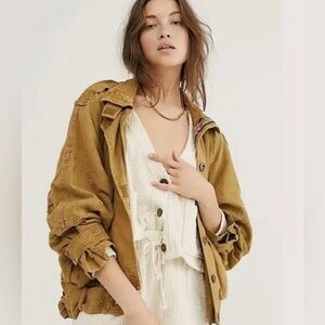 Free People Jayde Safari Military Bomber Jacket Medium